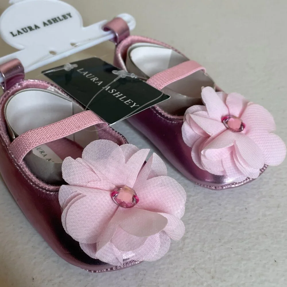 Laura Ashley Pink Baby Ballet Shoes Size 2
